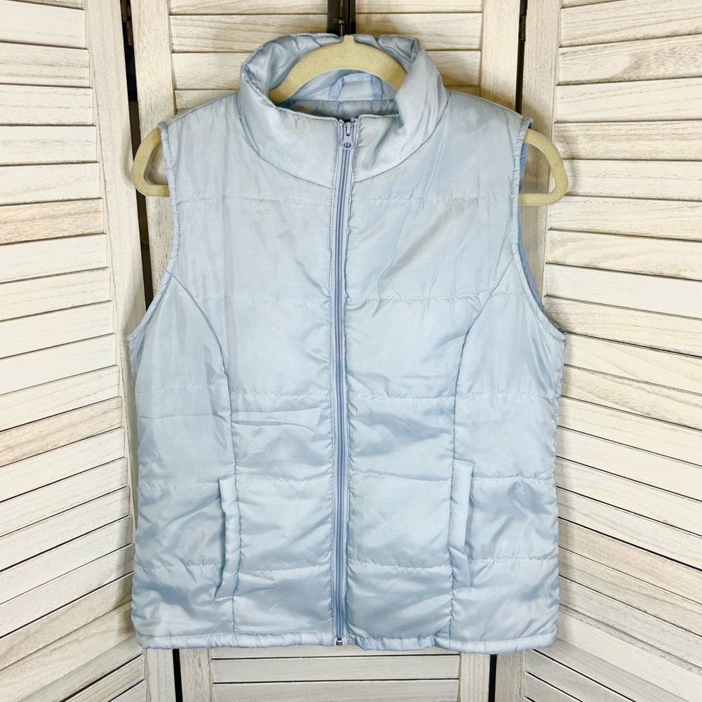 Jackson Hole Women’s Light Powder Blue Puffer Vest Zip Up Jacket Medium